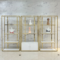 Meuble de Présentation Moderne pour Perruques de Salon, Étagère de Luxe en Acier Inoxydable Doré pour Cheveux Naturels