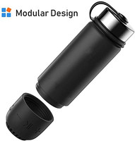 Bouteille d'eau intelligente 3 en 1 en acier inoxydable, ml, fausses lumières, un haut-parleur et des lumières dansantes, 20oz (noir)