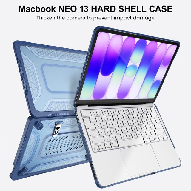 Newest Wholesale Hard PC Laptop Protection Anti-drop Cover& Heat Dissipation Case with Metal Stand for MacBook Neo 13 2026