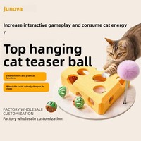 Juguete Interactivo para Gatos con Forma de Queso, Caja de Fieltro para Excavar, Bolas con Campana, Varita Estimulante, para Juego Individual y Alivio del Aburrimiento, Uso Diario