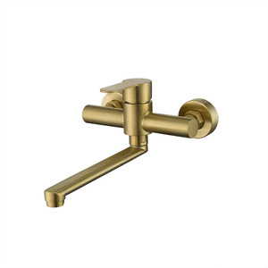 European Style Gold In Wall Dual Handle Thermostatic Kitchen Faucet 2.0-2.9gal Mop Sink Wall Mounted Ceramic Valve Core - Product Image 2
