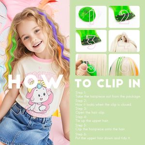 <span class=keywords><strong>Extension</strong></span> per Capelli Colorati per Bambine, Clip con Estensioni Arcobaleno, Trecce Bicolore Ricci per Halloween, 24 Pezzi - Product Image 5