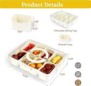 Contenedores Redondos de Plástico Sellados con Separadores para Almacenamiento, Caja para Refrigerios Portátiles con Tapa y Asa - Product Image 2