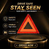 Triangle de signalisation d'urgence réfléchissant pliable pour voiture, panneau de signalisation de panne haute visibilité rouge, sécurité routière avec étui de rangement