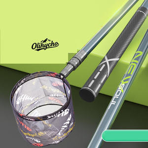 Ensemble de filet de pêche télescopique en fibre de carbone ultraléger et rigide - Comprend une canne pliable et une tête de filet - Product Image 1