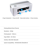 Impresora Térmica de Etiquetas de Escritorio de 4*6 Pulgadas, 203dpi, Alta Velocidad, Interfaz Bt/USB, para IOS/Android/Windows, en Stock