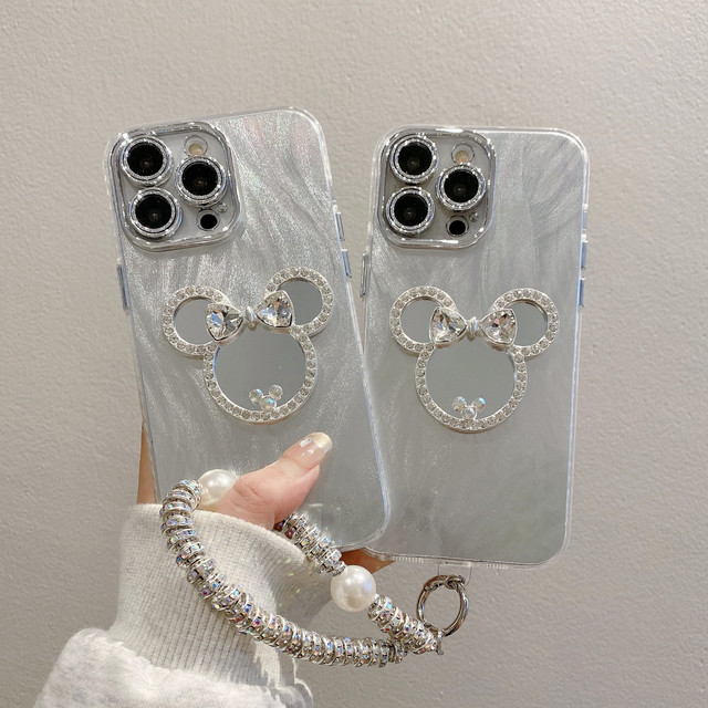 Cartoon Mickey Mirror //16 Fine Hole Feather Yarn Phone Cases for iPhone 11 Pro 16 for Apple ////16 Protective Mobile Phone Case