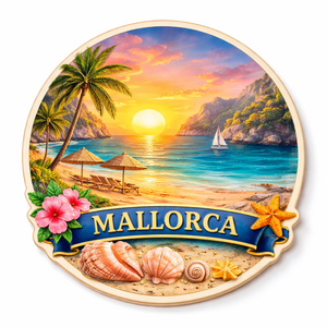 Imán de nevera moderno y ecológico de madera con diseño de viaje mundial, recuerdo de <span class=keywords><strong>MALLORCA</strong></span>, decoración del hogar personalizada, artesanía impresa digitalmente - Product Image 1