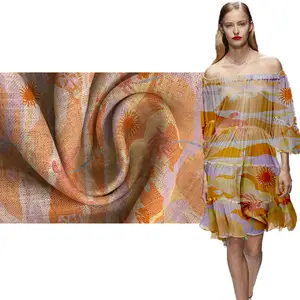 2023 Popular Custom Breathable Digital Design 100% Flower Printed Custom Print Linen Fabric