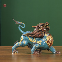 Paire de figurines Pixiu Feng Shui en laiton, sculptées sur mesure, imitation antique traditionnelle, pour salon, entrée, maison