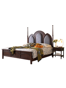 复古风格实木大床卧室主卧家居家具木床 - Product Image 1
