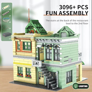 Moule King 16023 3096PCS Street View Serie Restaurant <span class=keywords><strong>français</strong></span> modèle de bloc de construction technique jouet éducatif Festival cadeau - Product Image 5