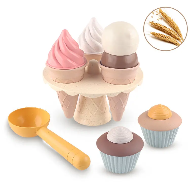 Silicone Ice Cream Toy-giả vờ Ice Cream chơi Set cho trẻ em-cấp thực phẩm Silicone, không độc hại Silicone Đồ chơi bãi biển