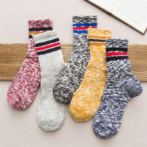 Men's Mid Calf Cotton <b>Socks</b> Light Gray Stripes Warm Autumn Winter Outdoor Sports <b>Socks</b> Size 39-44 - Product Image 4