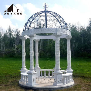 Grand gazebo de luxe <span class=keywords><strong>extérieur</strong></span> pour la <span class=keywords><strong>d</strong></span>écoration de jardin, de style europé<span class=keywords><strong>en</strong></span>, <span class=keywords><strong>en</strong></span> marbre blanc rond avec toit <span class=keywords><strong>en</strong></span> <span class=keywords><strong>fer</strong></span> <span class=keywords><strong>forgé</strong></span> - Product Image 3