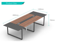 Table de collaboration de luxe pour cadres avec station de charge intégrée et goulottes de câbles, de qualité professionnelle, élégante, pour bureaux gouvernementaux