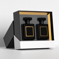 Boîte à parfum de luxe haut de gamme à double flacon avec design incrusté |   Boîte cadeau parfumée à couvercle ouvrant avec logo personnalisé créatif