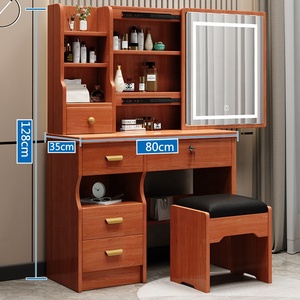Rosegia Coiffeuse Moderne pour Femmes à Prix Abordable avec 4 Tiroirs, LED, Miroir Réglable, Meuble de Chambre Blanc pour Hôtel - Product Image 3