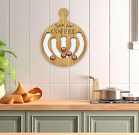 Support mural décoratif en bois de chêne pour dosettes de café, gravé, pour Nespresso K Cup, décoration de cuisine et de salon
