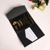 Tarjetas de Invitación de Boda de Acrílico Negro con Bolsillo, Tarjetas de Invitación de Cumpleaños, Tarjetas de RSVP, Tarjetas de Mensajes