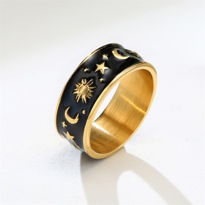10% Discount Stainless Steel Enamel Jewelry Star Moon <b>Rings</b> for Men - Product Image 2