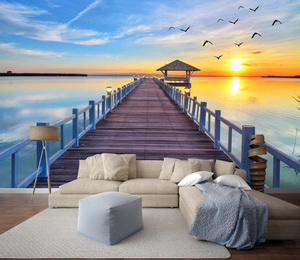 Papel pintado de <span class=keywords><strong>Lago</strong></span> de puesta de sol de paisaje natural moderno para decoración <span class=keywords><strong>del</strong></span> hogar <span class=keywords><strong>Mural</strong></span> de pared de dormitorio de PVC de fácil instalación para taller - Product Image 4