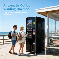 Distributeur automatique de café 24h/24, kiosque à café en libre-service pour aéroport et station de métro, usage commercial, paiement en espèces