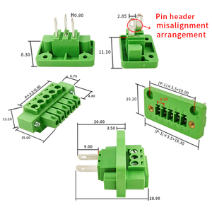 3.5mm Pitch Complete Male & Female Through-Wall Solderless <b>Terminal</b> Block Set with Flange, Tool-Free Connection, Panel Mount - Product Image 2