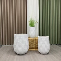 Jardinières minimalistes en fibre de verre, 3 tailles, motif feuille en relief, pots de sol et vases d'intérieur/extérieur pour la maison et le jardin