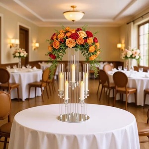 Candelabro in Acrilico Trasparente a 6 Teste con Vassoio Rimovibile per Fiori, Centrotavola per Matrimoni e Decorazioni per Tavoli da Ricevimento - Product Image 3