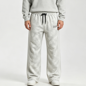 Pantalones Deportivos Tie Dye para <span class=keywords><strong>Hombre</strong></span>, Pierna Ancha, Franja Lateral Blanca, Cintura Elástica con Cordón, Estilo Relajado, Ropa Urbana, Venta al Por Mayor, Personalización OEM - Product Image 3