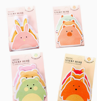 Bloc-notes autocollants mini animaux mignons de dessin animé, 45 feuilles, qualité supérieure, lot de mini notes adhésives animaux