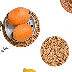 ชุดจานหวาย/ไม้ไผ่/หวายเทียม เป็นมิตรกับสิ่งแวดล้อม ทนทาน ทนความร้อน พร้อมแผ่นรองแก้ว งานฝีมือ ลวดลายสวยงาม ผลิตในเวียดนาม - Product Image 1