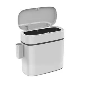 ふた付きバスルームゴミ箱トイレブラシコンテナ付きスリムプラスチックゴミ箱家庭用プレスロック蓋付きゴミ箱