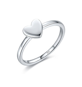 S925 Sterling Silver Smooth Heart <b>Adjustable</b> Thin <b>Ring</b> Minimalist Ins Style Gift Silver Jewelry For Girlfriends And Friends - Product Image 1