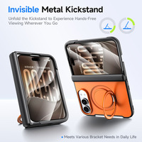 Étui de téléphone magnétique pliable de luxe à triple protection avec rotation à 360° °   Support rotatif pour anneau, couvercle de charnière antichoc pour iPhone Duo Cover