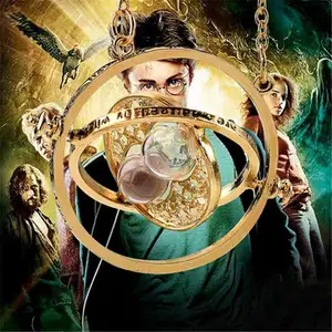 Harry Film Jewelry Potter Gold Plated Time Turner Hourglass Pendant Necklace