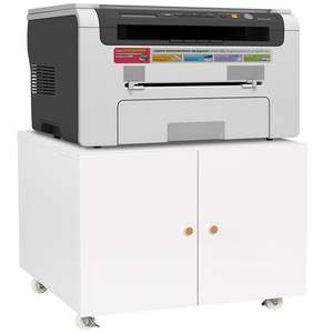 DB Office Furniture Support de copieur en acier blanc à 2 portes Support de fichier et d'imprimante sur socle mobile - Product Image 1