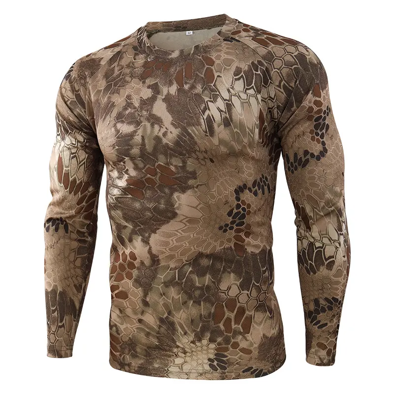 Men'S Long Sleeve Green Tactical Shirts Soft Quick Dry Shirt Camouflage Combat Shirt