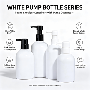 Flacon de lotion en PET blanc avec pompe noire/blanche, conteneur anti-UV pour shampoing et désinfectant pour les mains, emballage écologique 300ml500ml - Product Image 5