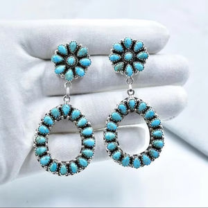 Boucles d'oreilles à tige en turquoise Mojave et argent sterling de haute qualité, faites à la main, pour femmes, boucles d'oreilles de fête de mariage, pierre naturelle - Product Image 1