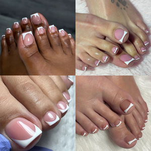LOGO OEM 150 pièces Faux ongles d'orteil à presser, faits main, rose naturel, marron, formes larges, avec guide - Product Image 5