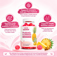 Gummies Probiotiques Saveur Ananas Favorisant l'Équilibre Naturel du pH Soutien Immunitaire pour Femmes 60 Unités 2 Gummies par Jour OEM ODM HALAL