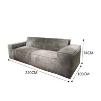 Canapé de compression gris de qualité supérieure en velours côtelé canapé modulaire 3 places avec rembourrage en peluche pour salon confortable