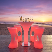 Table de bar LED moderne d'extérieur à haut plateau, résistante à l'eau et écologique, idéale pour les événements en centre commercial et en jardin