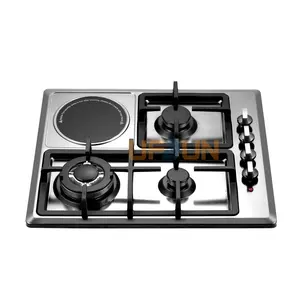 Vente chaude modèle infrarouge en céramique en acier inoxydable plaque supérieure intégré 60cm cuisinière à gaz 4 cuisinière avec four