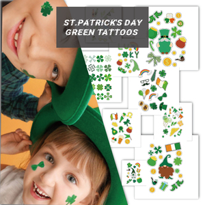 Autocollants de trèfle <span class=keywords><strong>irlandais</strong></span> vert auto-adhésif à quatre feuilles pour enfants St Patricks Day Face Body Party Celebrations - Product Image 3