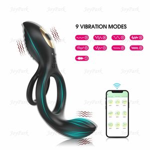 Anneau pénien électrique vibrant JoyPark à double moteur, en silicone, étanche, rechargeable par USB, avec télécommande et application pour retarder l'éjaculation - Product Image 5
