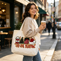 Seri Handuk Natal Trendy Bordir Santa Baby Patch Besar untuk Disetrika dengan Lapisan Glitter, untuk Jaket, Hoodie, Tas Jinjing