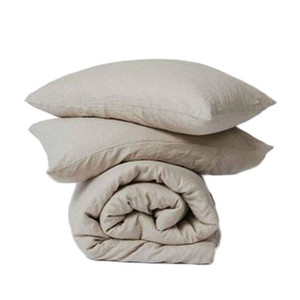 Nhà Máy Mềm Mại Bedding + Set Enzyme Rửa Tự Nhiên Đơn Chính Màu Tinh Khiết Linen Lanh Bộ Đồ Giường Nữ Hoàng Vua Kích Thước - Product Image 2